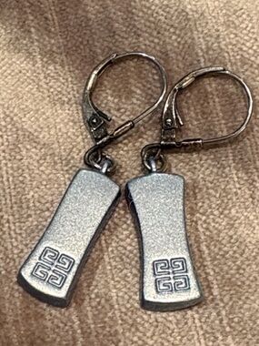Vintage Givenchy Silver-Tone Curved Rectangle Drop Earrings